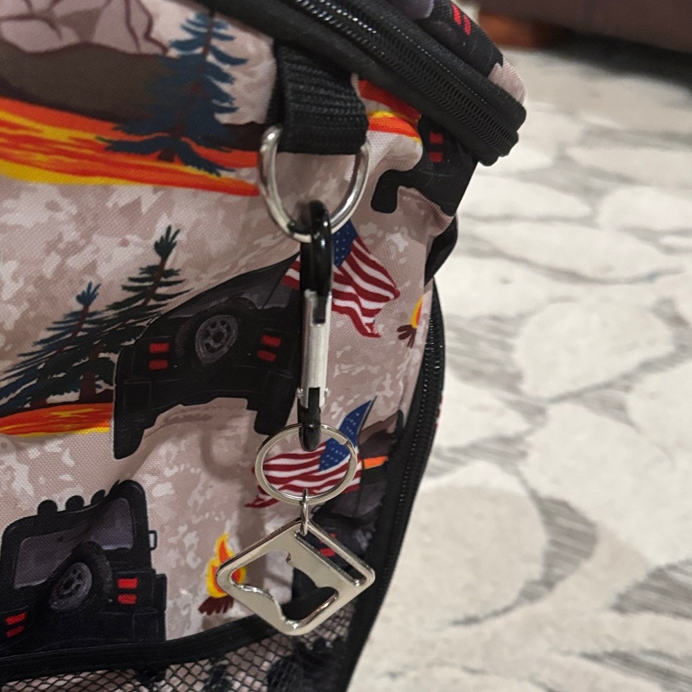 Adventure Themed Backpack with Jeep and Flag Print - Picture 4 of 5